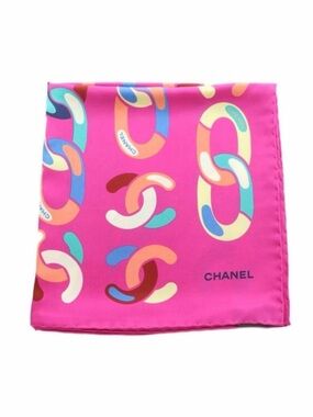 Chanel Pink Chain Pattern Silk Scarf